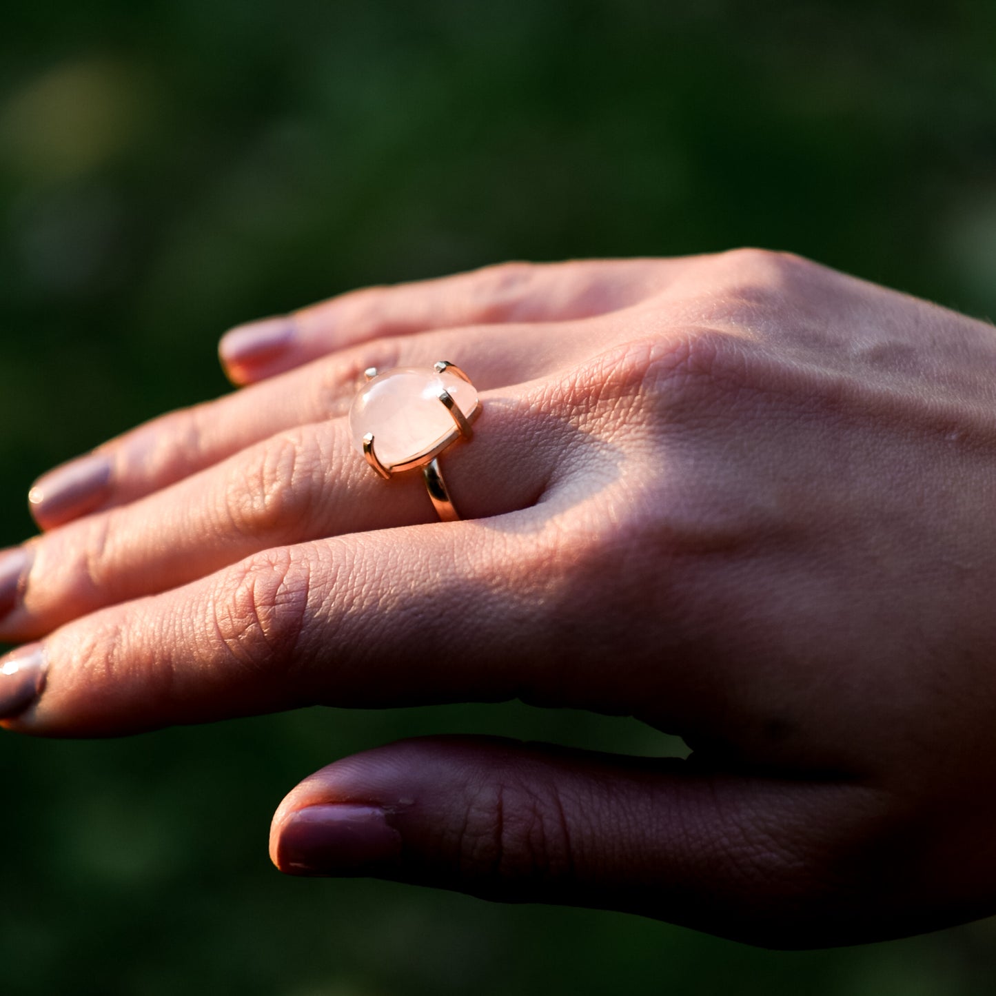 Rosenquarz Goldring