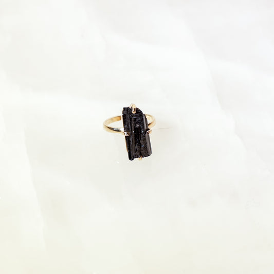 Black Tourmaline Adjustable Ring