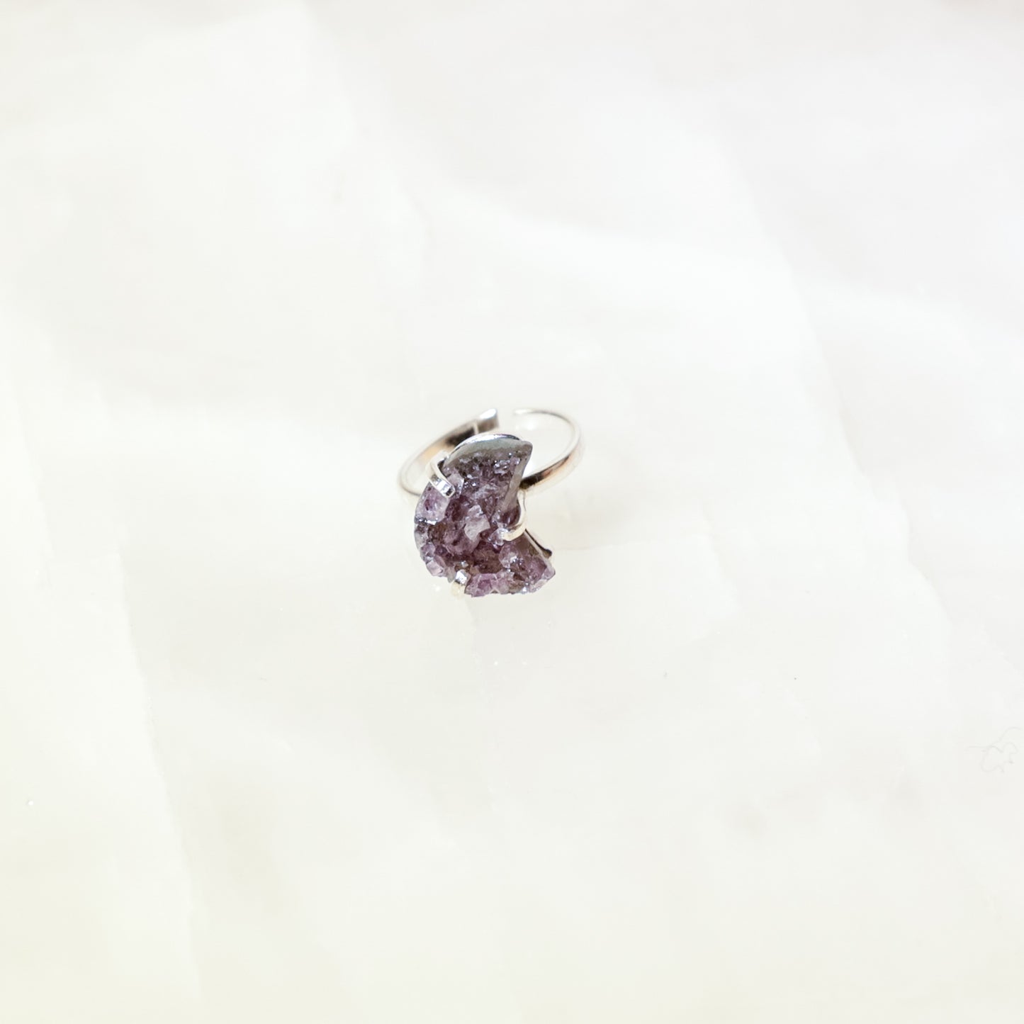 Moon-shaped Amethyst Ring
